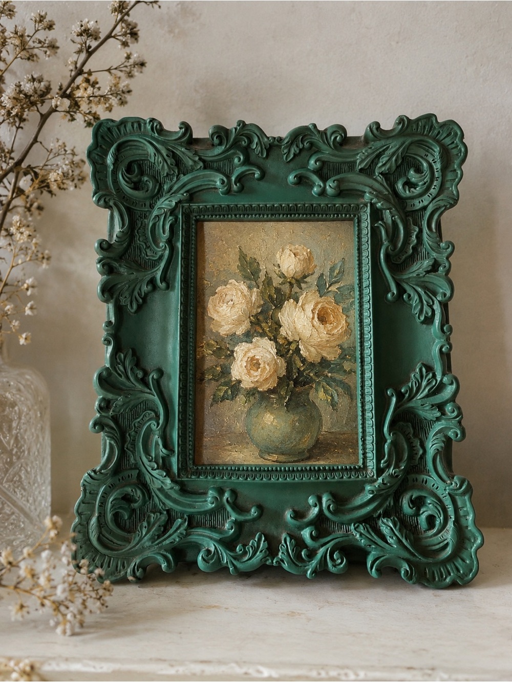 ✨ Vintage Ornate Emerald Green Baroque Picture Frame